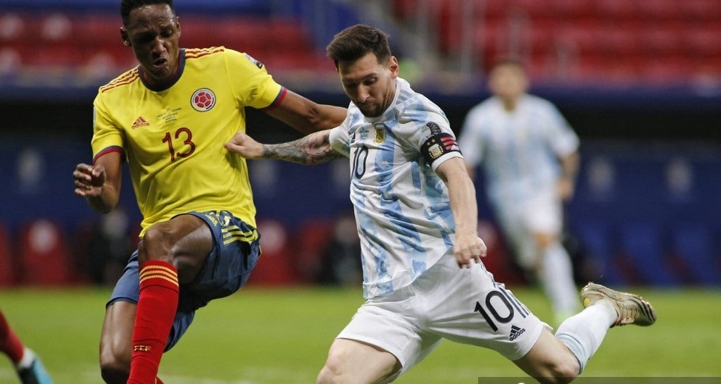 Yerry Mina y Lionel Messi - Copa América