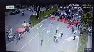 Bloqueos en vías de Medellín durante las marchas del paro nacional.