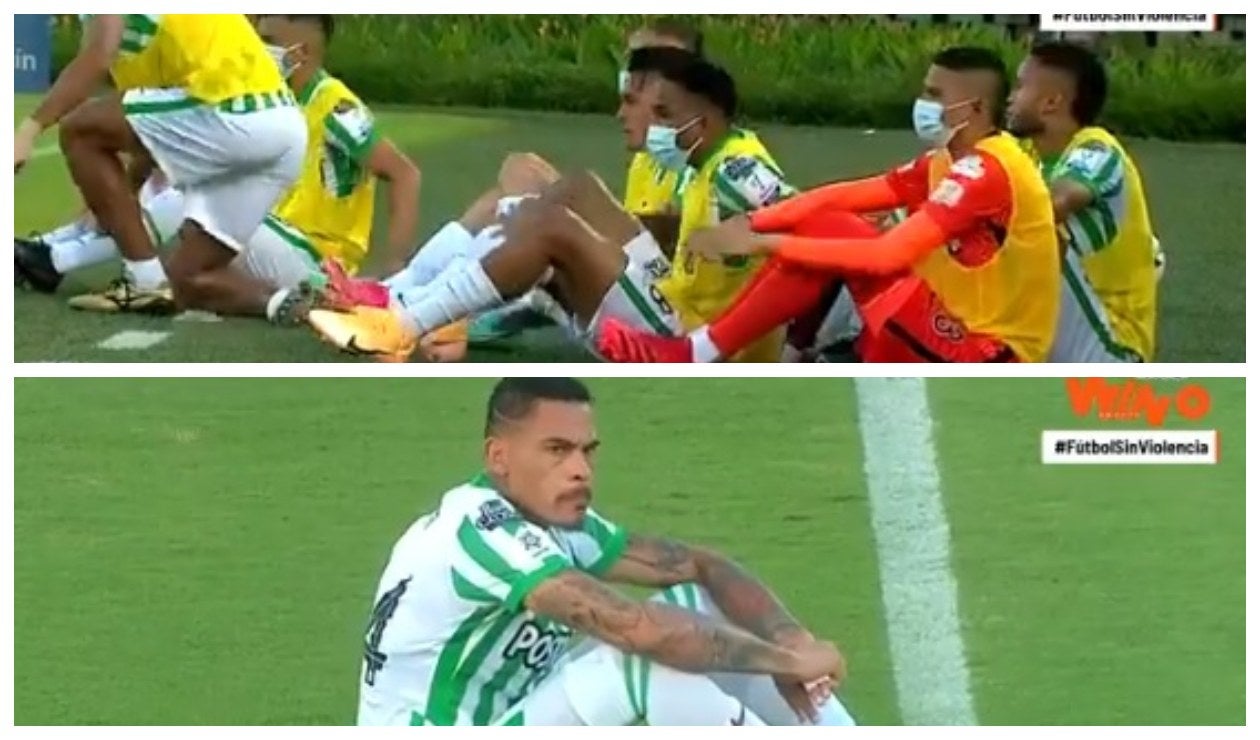 Protesta de los jugadores de Atlético Nacional