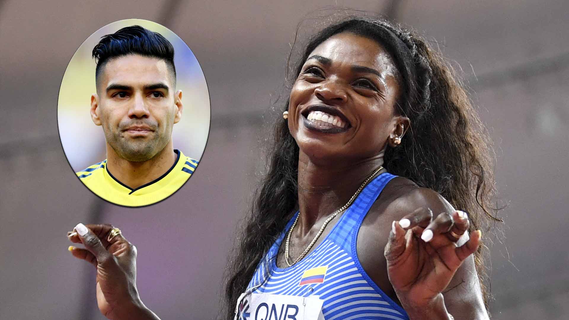 Caterine Ibargüen recibe mensaje de Falcao García