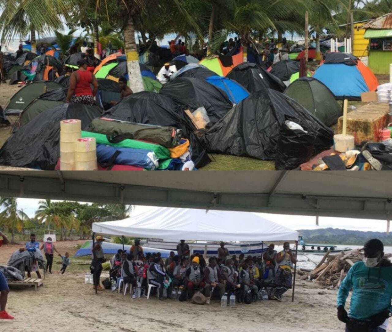 Migrantes en las playas de Necoclí, Antioquia.