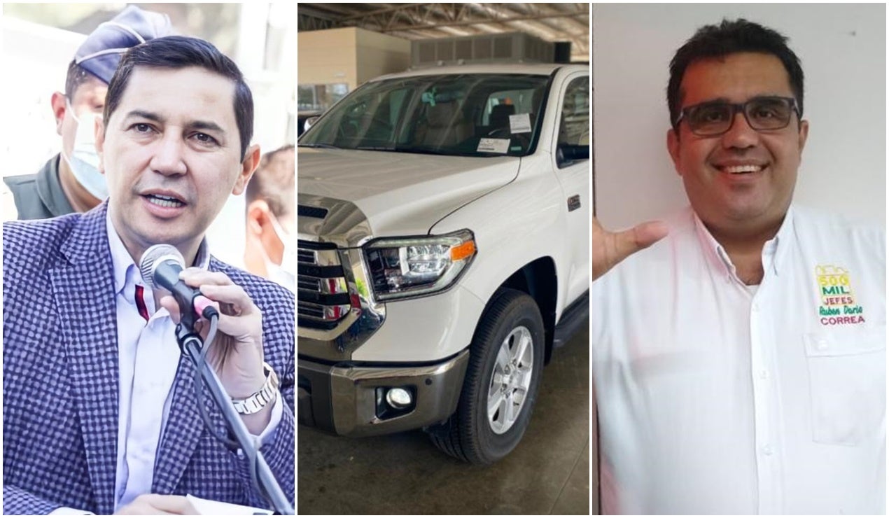 Alcalde Hurtado, concejal Correa y camioneta en Ibagué
