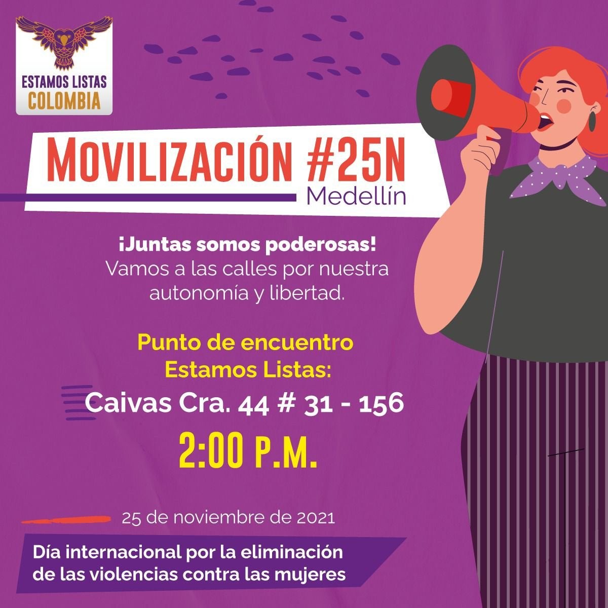 Convocatoria de colectivo de mujeres en Medellín.