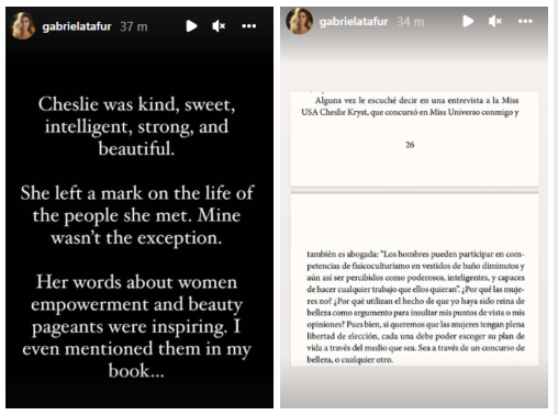 Gabriela Tafur reacciona a muerte de Miss Estados Unidos
