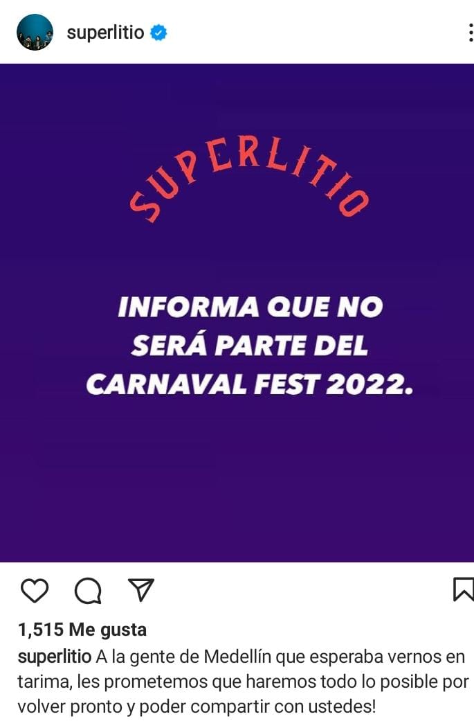 Con estos mensajes, las bandas cancelaron su participación.