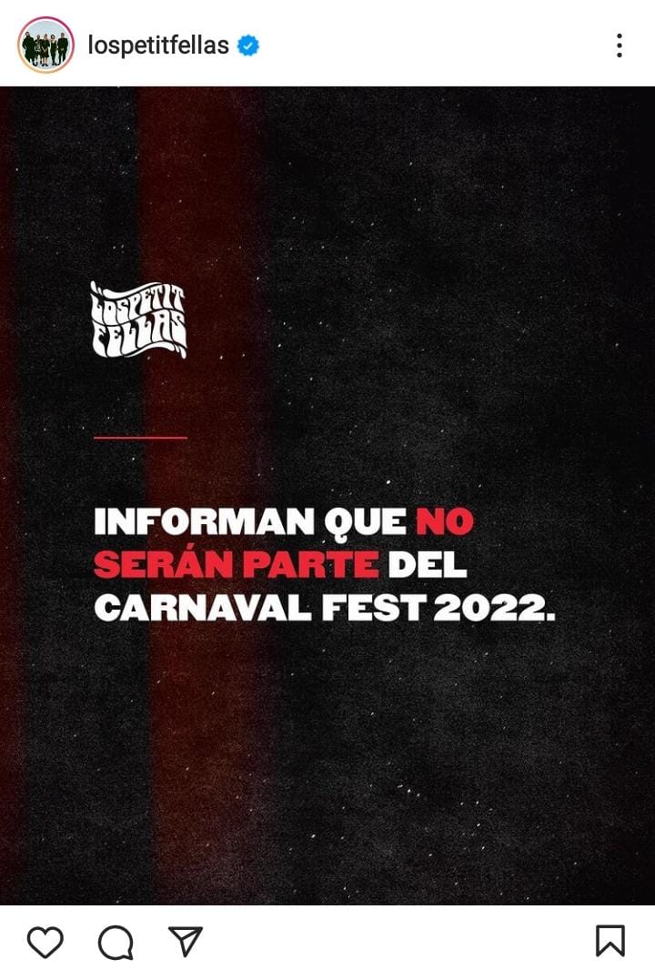 Con estos mensajes, las bandas cancelaron su participación.