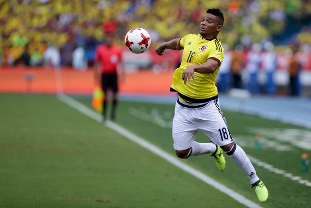 Frank Fabra en la Eliminatoria a Rusia 2018.