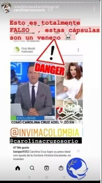 Carolina Cruz denuncia