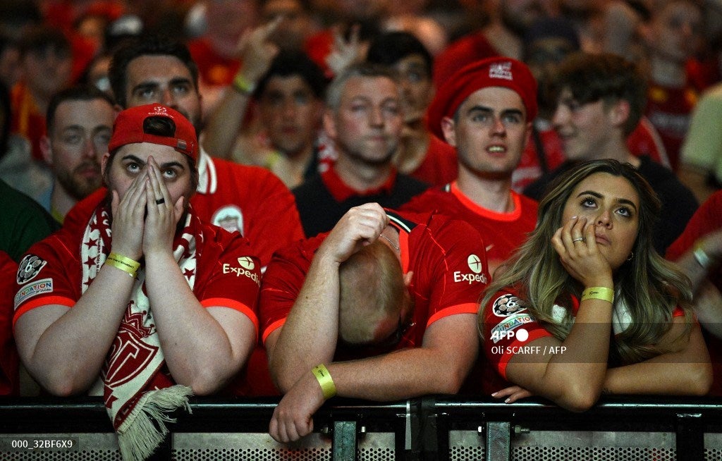 Hinchas del Liverpool en la final de la Champions