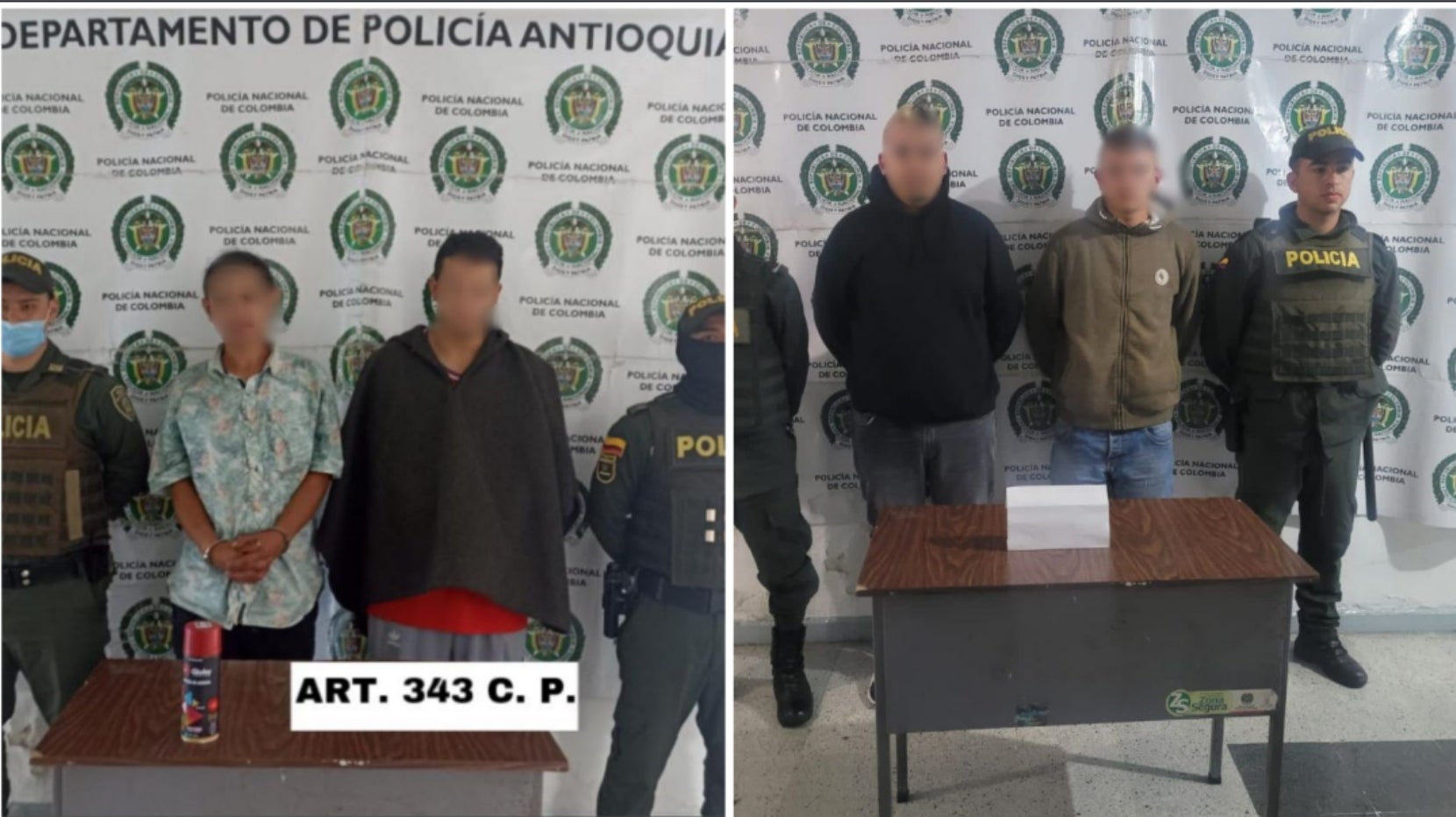 Por este hecho fueron capturados dos adultos y fueron aprehendidos seis menores de edad.