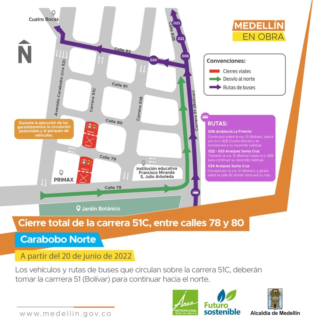 Por obras y grabación de una película, esta semana habrá cierres viales en Medellín