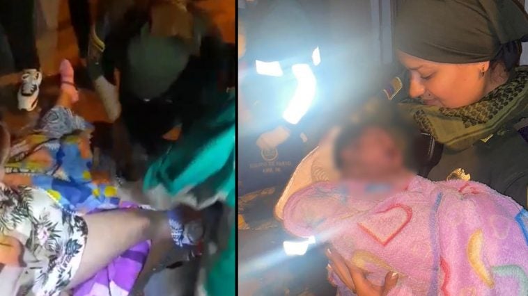 La madre fue atendida por uniformados de la Policía.