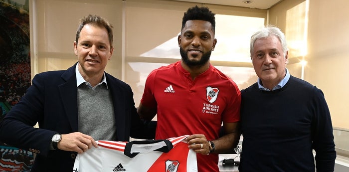 Miguel Borja tras fichar por River Plate