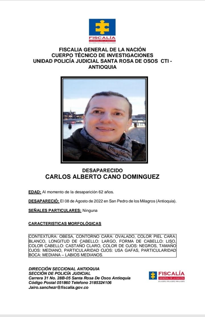 Carlos Cano Domínguez, arquitecto de 62 años de edad desaparecido.