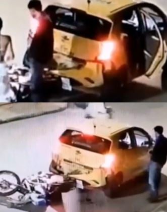 Motociclista imprudente chocó con un taxi en Aranjuez y voló por los cielos