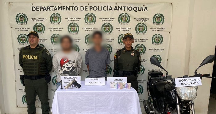 Capturados por robar a un adulto mayor en Antioquia