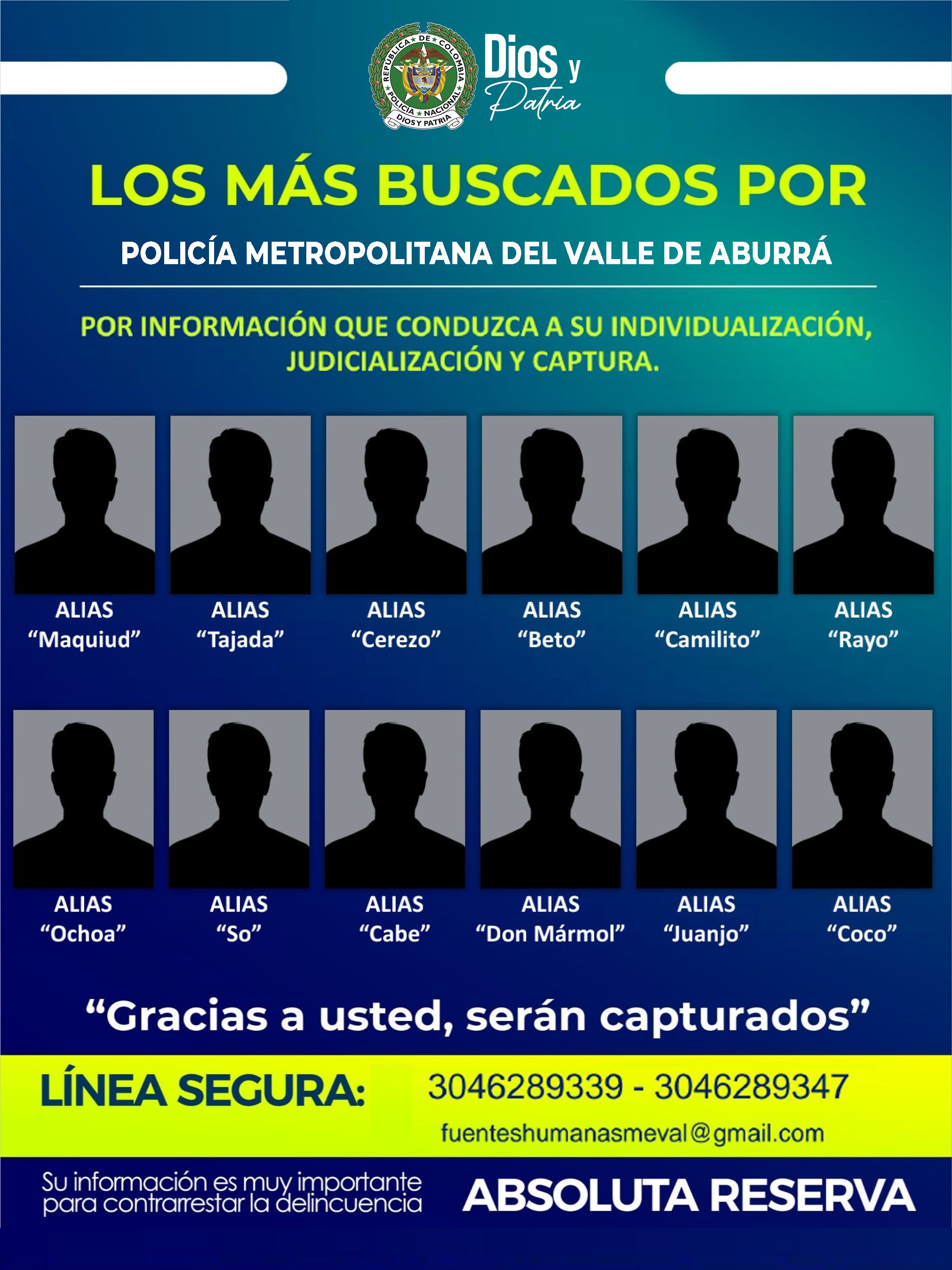 Cartel de los más buscados en el barrio Manrique de Medellín