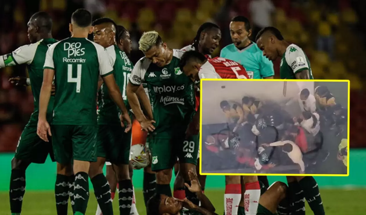 Pelea de jugadores de Santa Fe y Cali en los camerinos tras partido de Copa Betplay