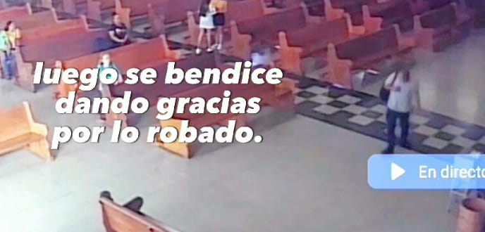 [Video] Ladrón se da la bendición y se roba un celular en una iglesia de Bello, Antioquia
