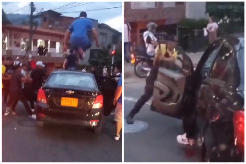 [Video] Comunidad enardecida dañó un vehículo en el barrio Aranjuez de Medellín