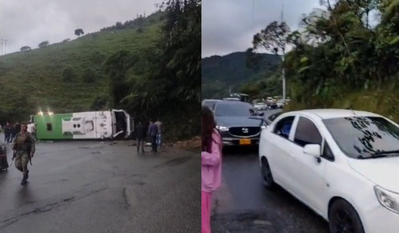 Volcamiento de bus en Yarumal-Valdivia