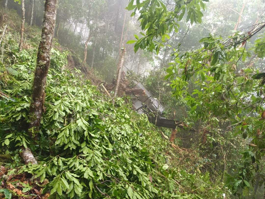 sitio de la caída del helicóptero