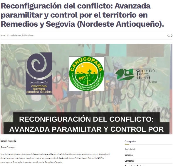 Conflicto en Segovia, Antioquia