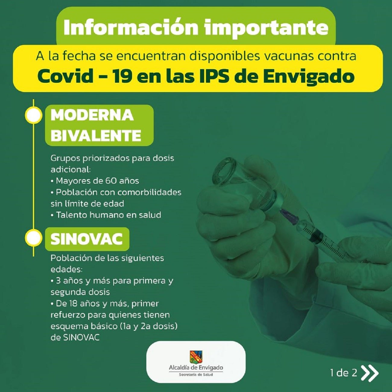 Vacunas contra el Covid – 19 en Envigado