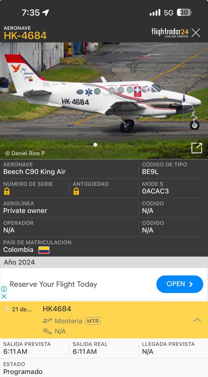 Avioneta accidentada