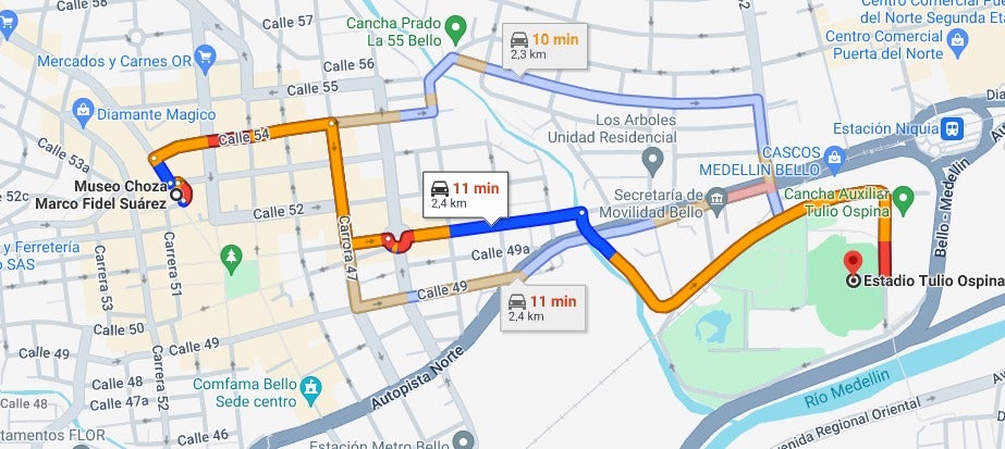 Mapa de la carrera atlética
