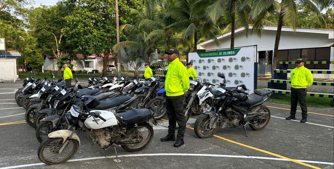 La Policía Nacional recuperó 20 motocicletas robadas por el Clan del Golfo en Belén de Bajirá