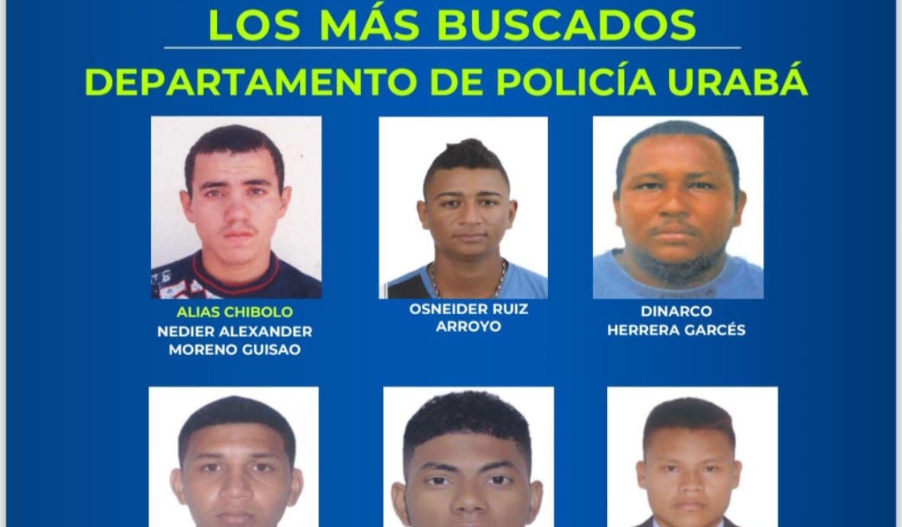 Seis presuntos homicidas encabezan el cartel de los más buscados en Urabá