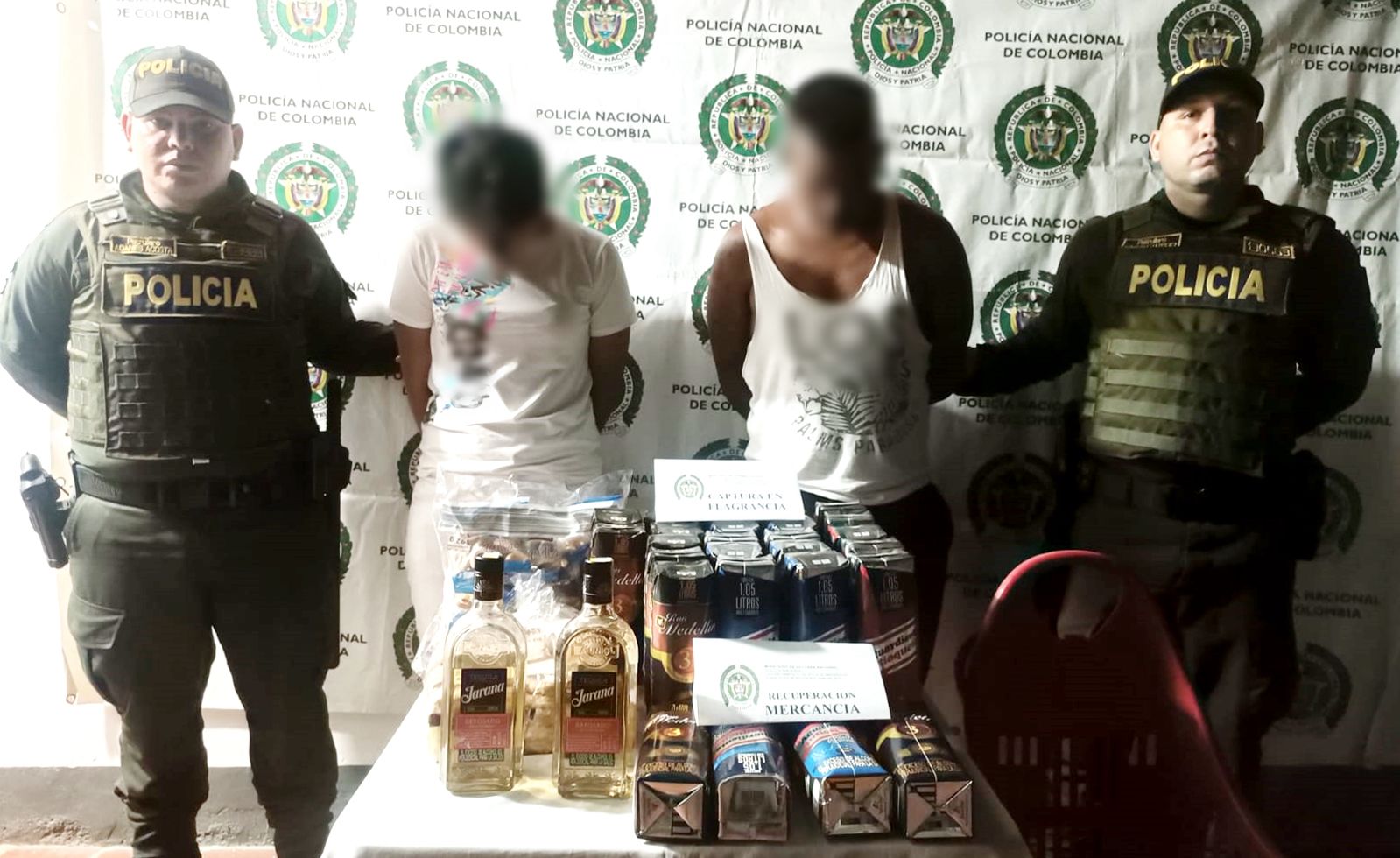 ¡Licor robado! Ladrones caen en operativo policial en el nordeste antioqueño