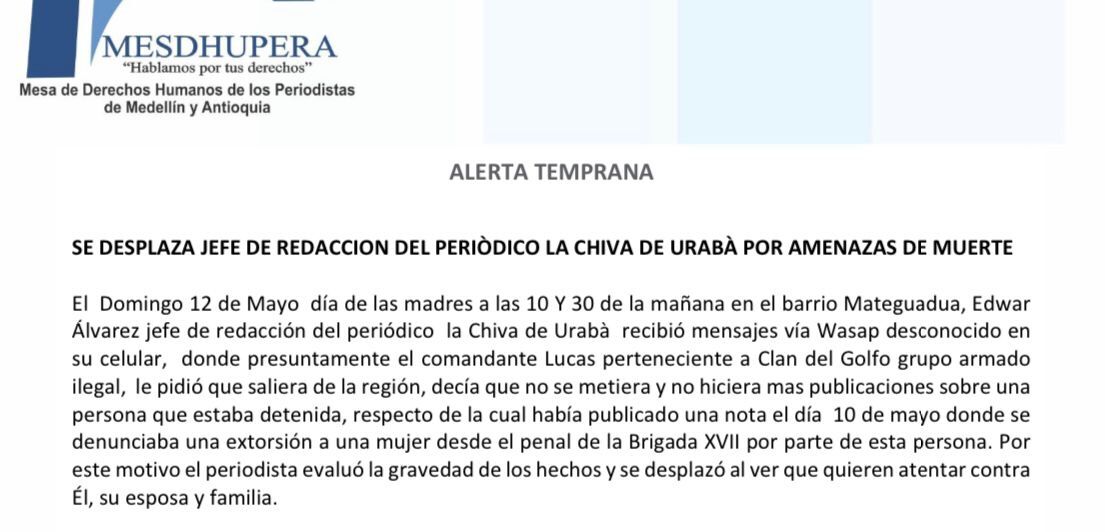 Amenaza a periodista