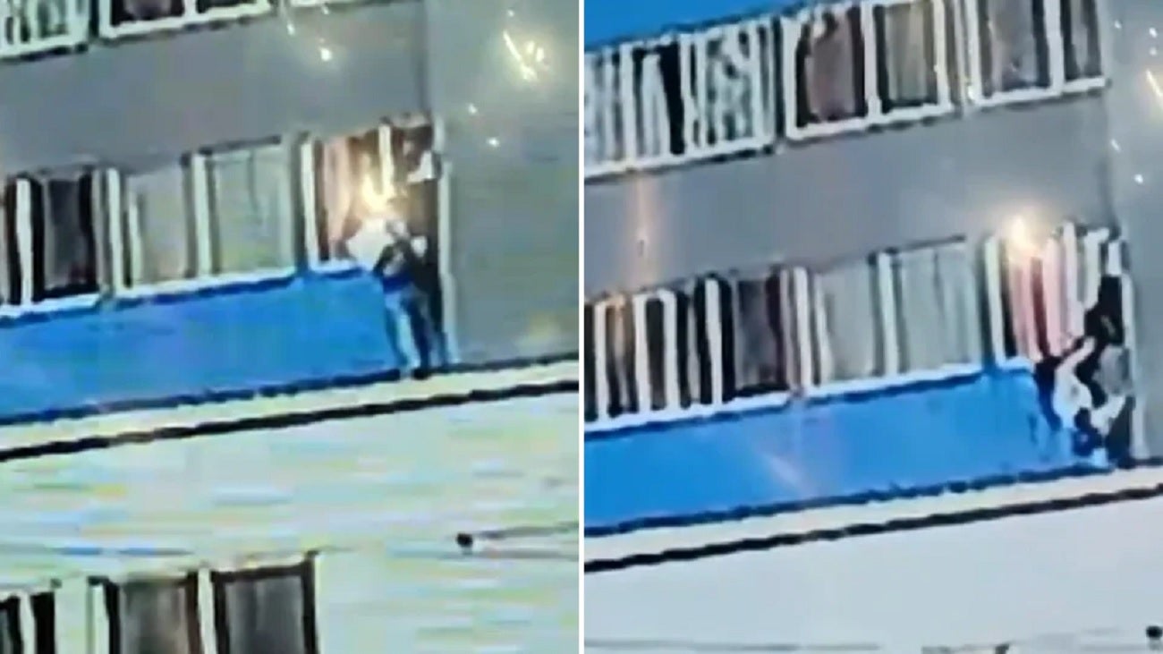 Momento en que hombre habría lanzado por la ventana a su compañera sentimental en Medellín