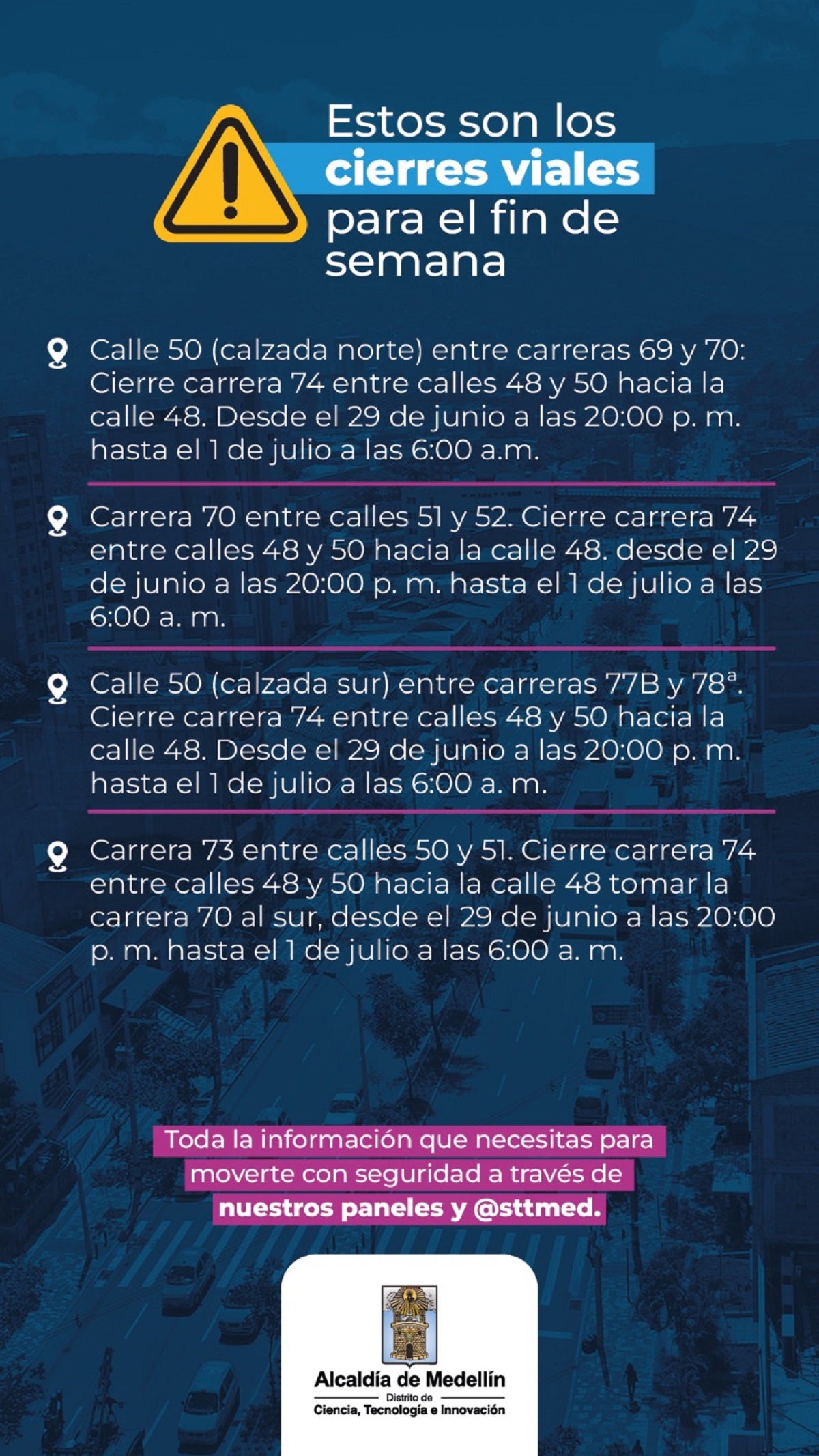 Cierres viales en Medellín