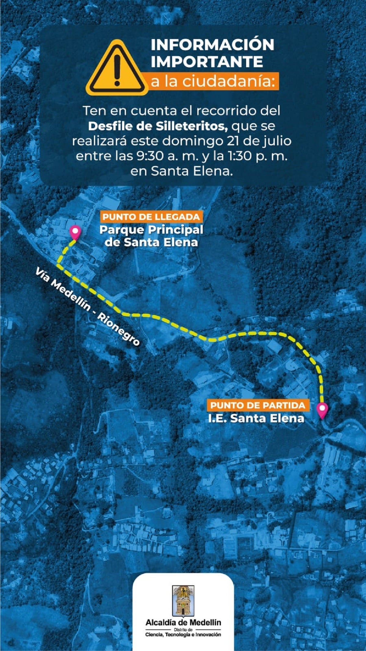 Cierres viales por Desfile de Silleteritos de Santa Elena, Medellín