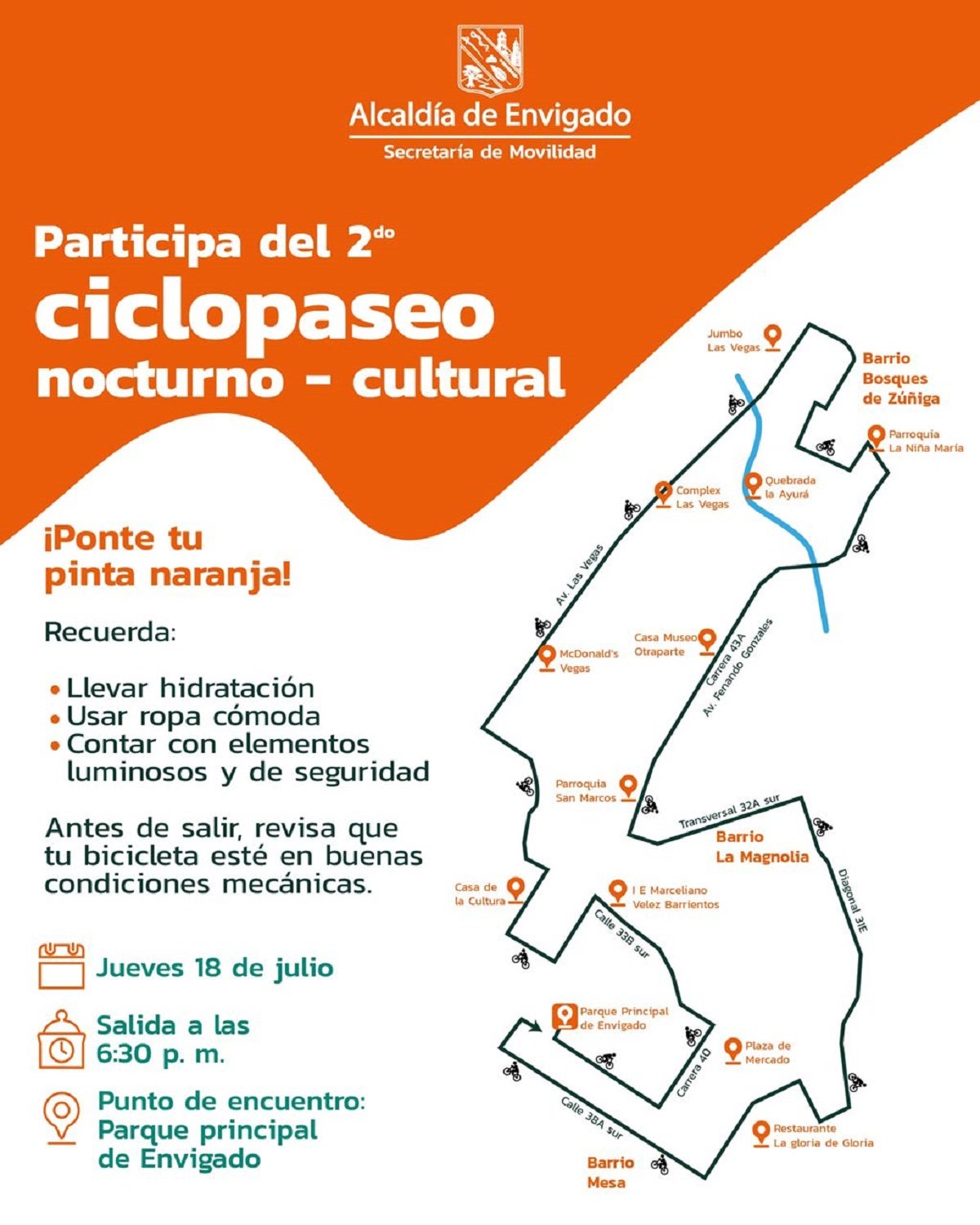 Ciclopaseo nocturno en Envigado