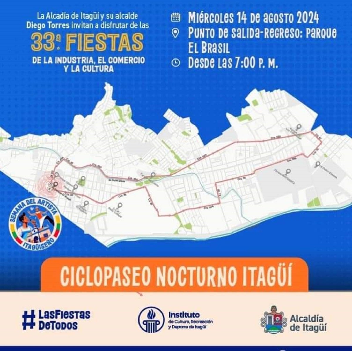 Ciclopaseo nocturno en Itagüí