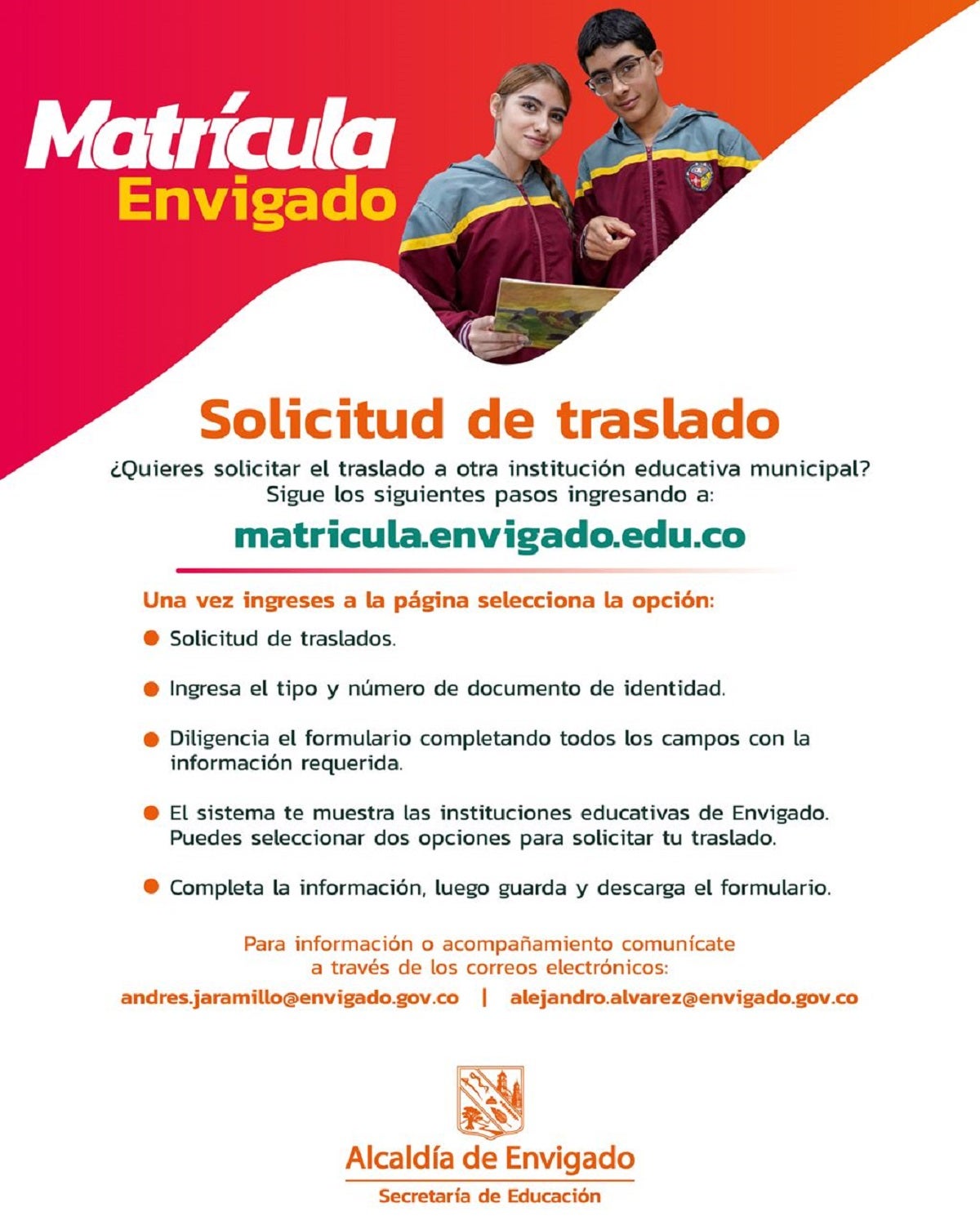 Comenzó el proceso de matrícula para instituciones educativas oficiales de Envigado