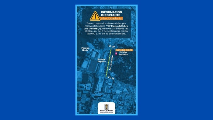 Cierres viales por la Fiesta del Libro y la Cultura en Medellín