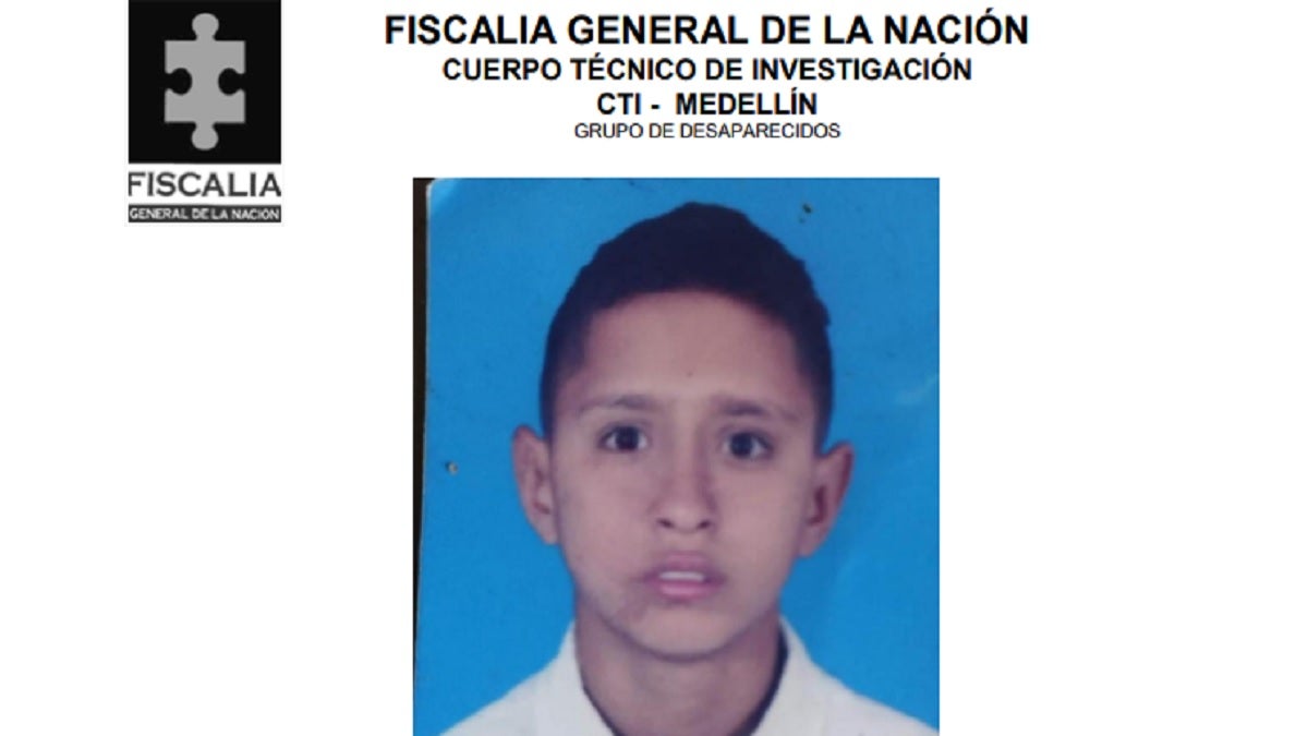 Breyner Gallego Romero, menor desaparecido en Medellín
