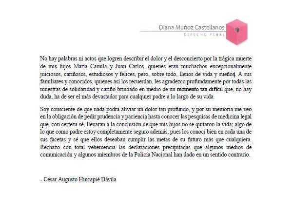 Comunicado del Padre de familia