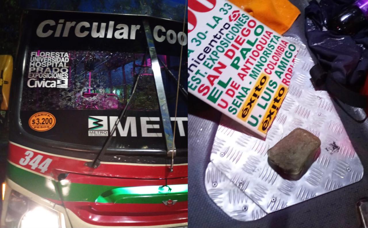 Destrozaron panorámico de bus con piedras en Medellín: Conductor señaló a habitantes de calle