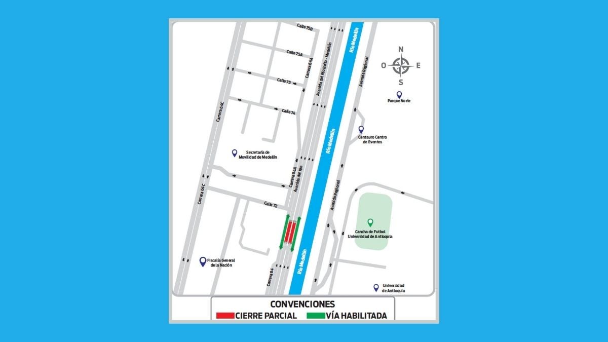 Cierre parcial nocturno en las calzadas oriental y occidental de la autopista Sur de Medellín