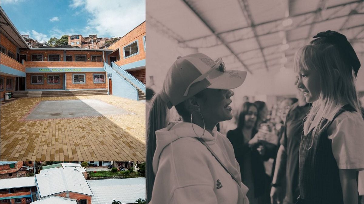 Karol G- restauración colegio en Medellín