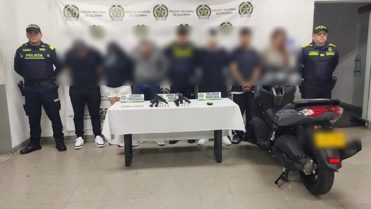 Riña en Itagüí terminó con seis capturados, vehículos adulterados y armas incautadas