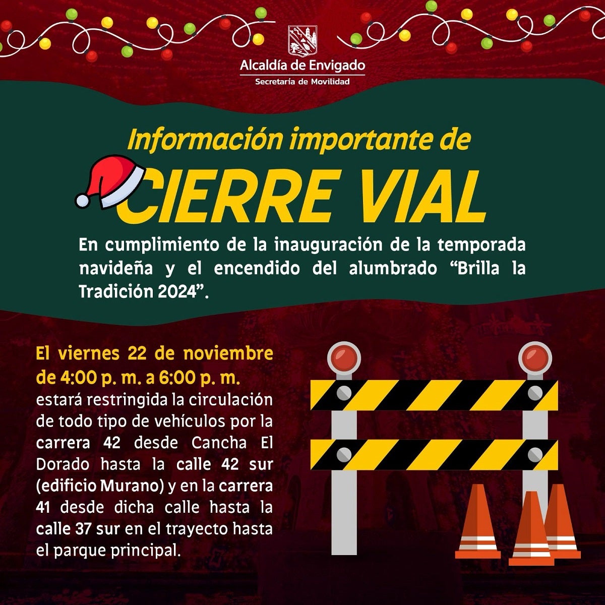 Cierres viales en Envigado