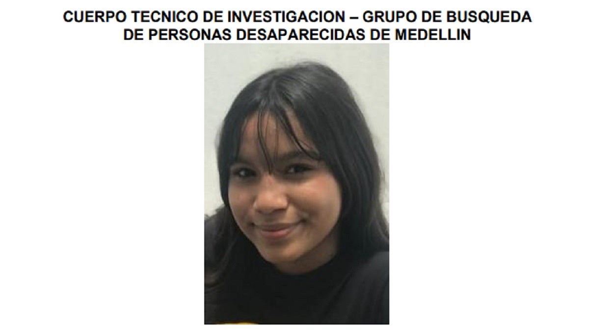 Menor desaparecida en Medellín