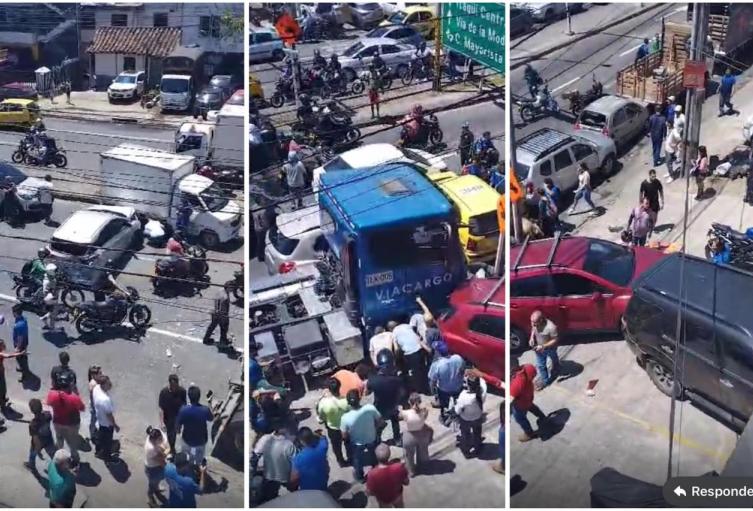Accidente de tránsito sobre la avenida Guayabal de Medellín